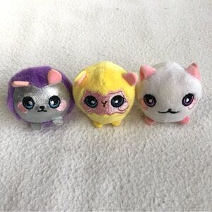 4/$20 Squeezamals Micro Mini Plush: Callie Cat, Luca Llama, Purple Bunny